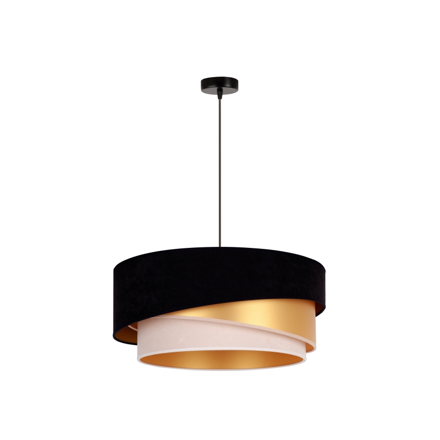Duolla - Luster na sajli KOBO 1xE27/15W/230V prečnik 45 cm crna/zlatna/krem