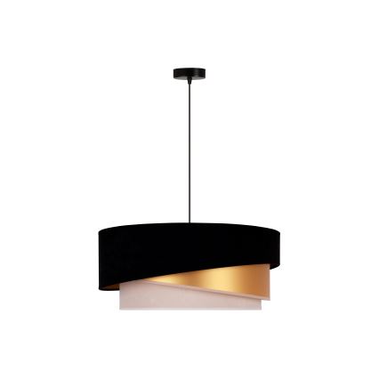 Duolla - Luster na sajli KOBO 1xE27/15W/230V prečnik 45 cm crna/zlatna/krem
