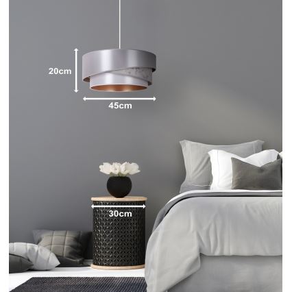 Duolla - Luster na sajli KOBO 1xE27/15W/230V prečnik 45 cm srebrna/zlatna