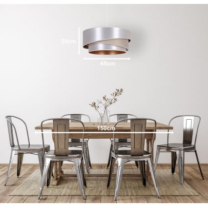 Duolla - Luster na sajli KOBO 1xE27/15W/230V prečnik 45 cm srebrna/zlatna