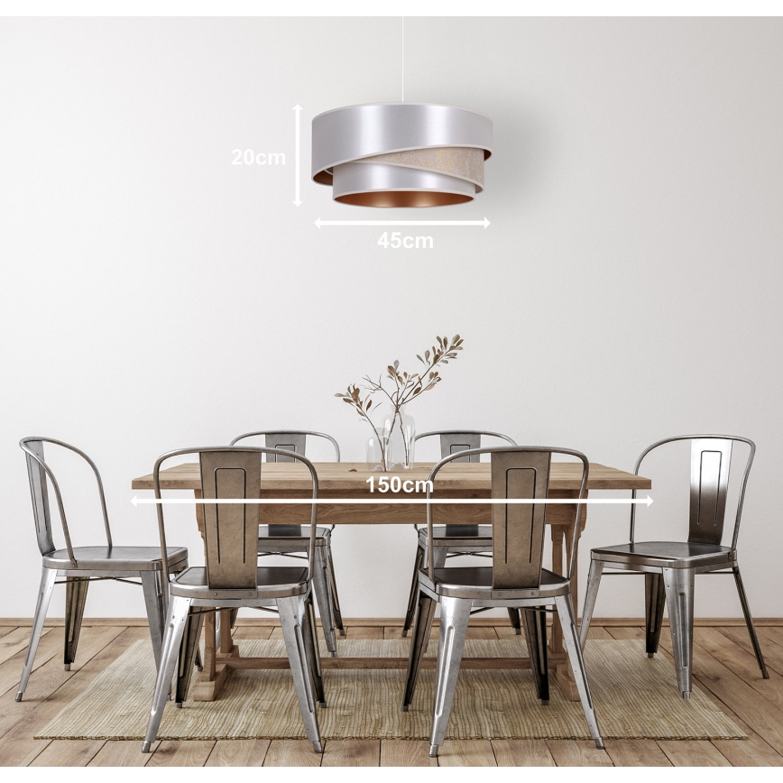 Duolla - Luster na sajli KOBO 1xE27/15W/230V prečnik 45 cm srebrna/zlatna