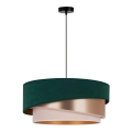 Duolla - Luster na sajli KOBO 1xE27/15W/230V prečnik 45 cm zelena/ružičasto-zlatna/krem
