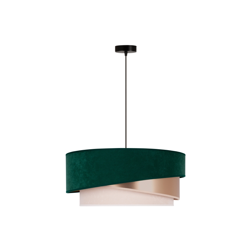 Duolla - Luster na sajli KOBO 1xE27/15W/230V prečnik 45 cm zelena/ružičasto-zlatna/krem