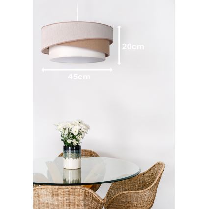 Duolla - Luster na sajli KOBO 1xE27/15W/230V Ø 45 cm bež/braon/bela