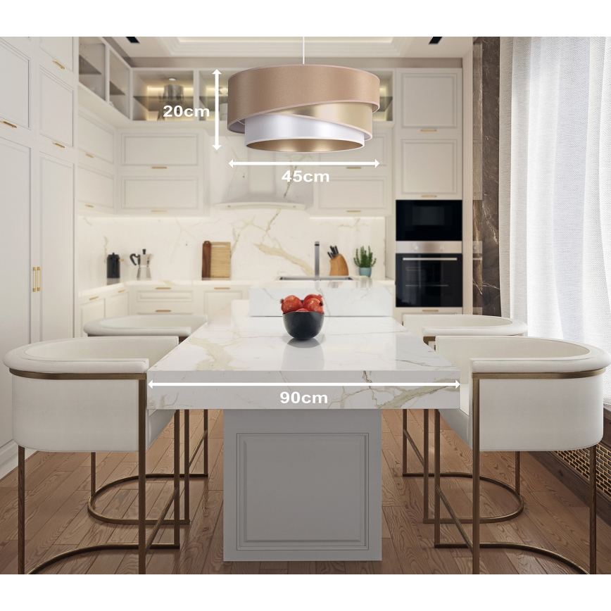 Duolla - Luster na sajli KOBO 1xE27/15W/230V Ø 45 cm bež/zlatna/bela