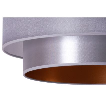 Duolla - Luster na sajli NANTES 1xE27/15W/230V, prečnik 45 cm, srebrna/bakarna