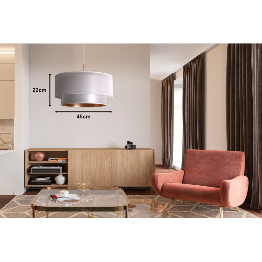 Duolla - Luster na sajli NANTES 1xE27/15W/230V prečnik 45 cm srebrni/bakarni