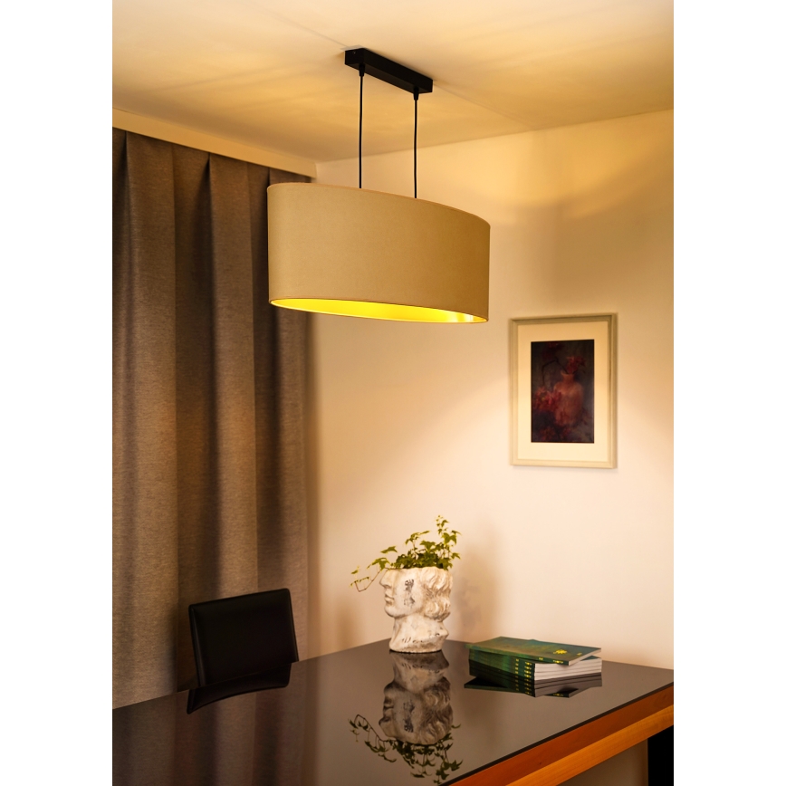 Duolla - Luster na sajli OVAL VEGAN 2xE27/15W/230V krem boje
