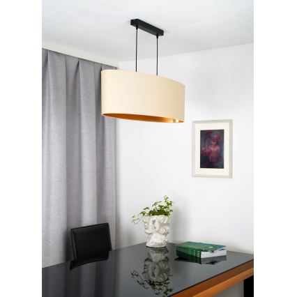 Duolla - Luster na sajli OVAL VEGAN 2xE27/15W/230V krem boje