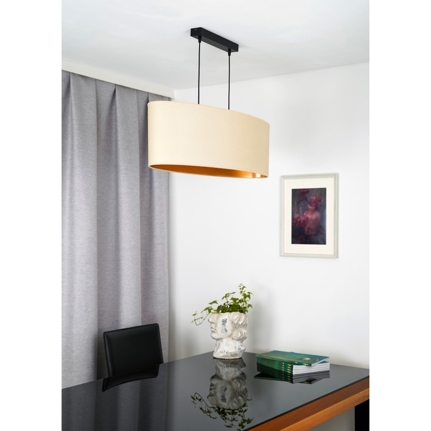 Duolla - Luster na sajli OVAL VEGAN 2xE27/15W/230V krem boje