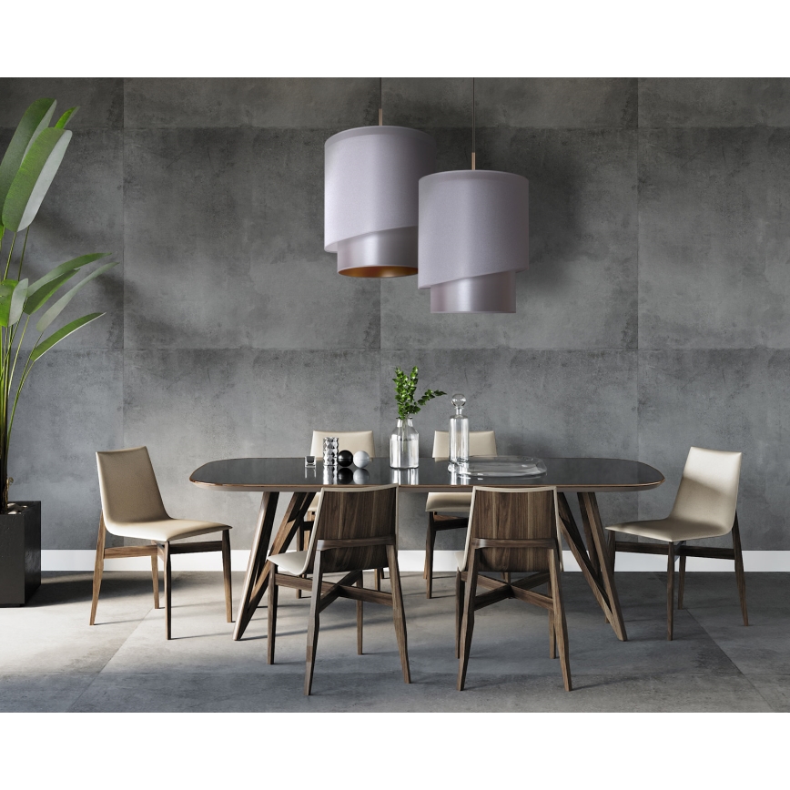 Duolla - Luster na sajli PARIS 1x E27/15W/230V, prečnik 40 cm, srebrna/zlatna