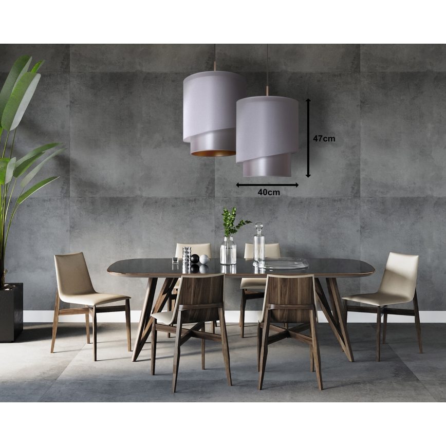 Duolla - Luster na sajli PARIS 1x E27/15W/230V, prečnik 40 cm, srebrna/zlatna