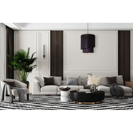 Duolla - Luster na sajli PARIS 1xE27/15W/230V prečnik 40 cm crna/zlatna