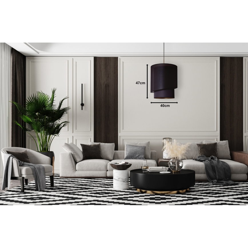 Duolla - Luster na sajli PARIS 1xE27/15W/230V prečnik 40 cm crna/zlatna