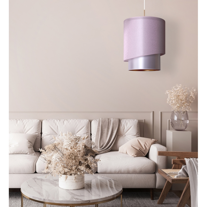 Duolla - Luster na sajli PARIS 1xE27/15W/230V prečnik 40 cm ružičasta/srebrna/bakarna