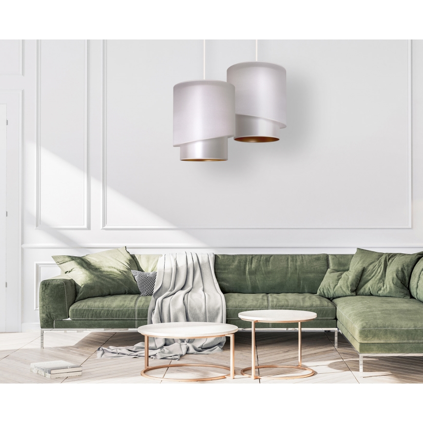 Duolla - Luster na sajli PARIS 1xE27/15W/230V Ø 40 cm srebrna/zlatna