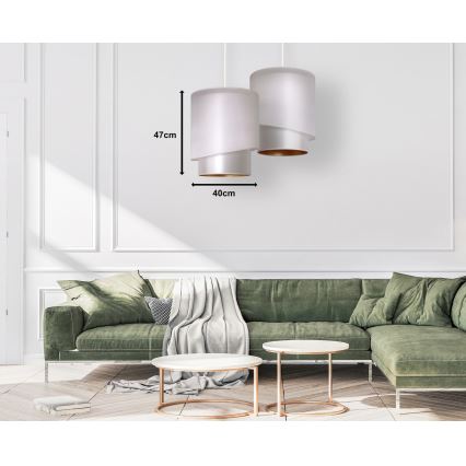 Duolla - Luster na sajli PARIS 1xE27/15W/230V Ø 40 cm srebrna/zlatna