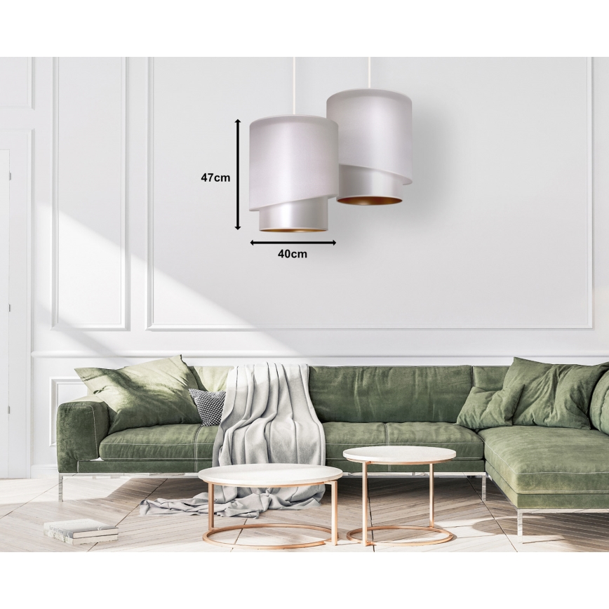 Duolla - Luster na sajli PARIS 1xE27/15W/230V Ø 40 cm srebrna/zlatna