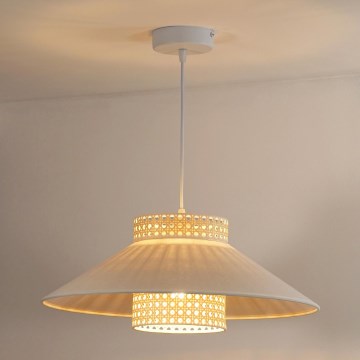 Duolla - Luster na sajli RIO RATTAN 1xE27/15W/230V prečnik 45 cm bež/ratan