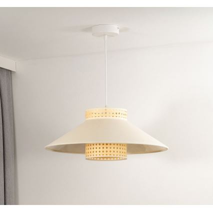 Duolla - Luster na sajli RIO RATTAN 1xE27/15W/230V prečnik 45 cm bež/ratan