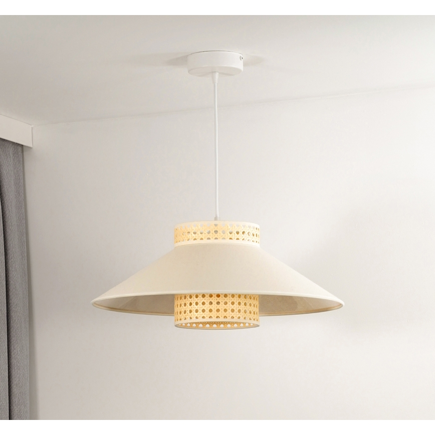 Duolla - Luster na sajli RIO RATTAN 1xE27/15W/230V prečnik 45 cm bež/ratan