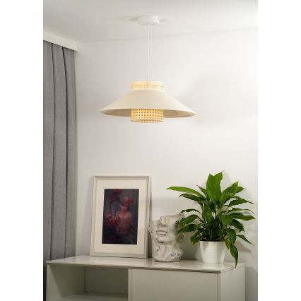 Duolla - Luster na sajli RIO RATTAN 1xE27/15W/230V prečnik 45 cm bež/ratan