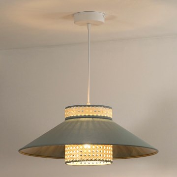 Duolla - Luster na sajli RIO RATTAN 1xE27/15W/230V prečnik 45 cm zelena/ratan