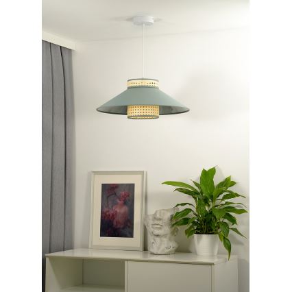 Duolla - Luster na sajli RIO RATTAN 1xE27/15W/230V prečnik 45 cm zelena/ratan