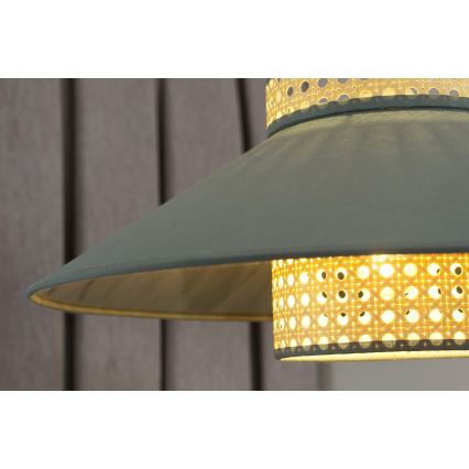 Duolla - Luster na sajli RIO RATTAN 1xE27/15W/230V prečnik 45 cm zelena/ratan