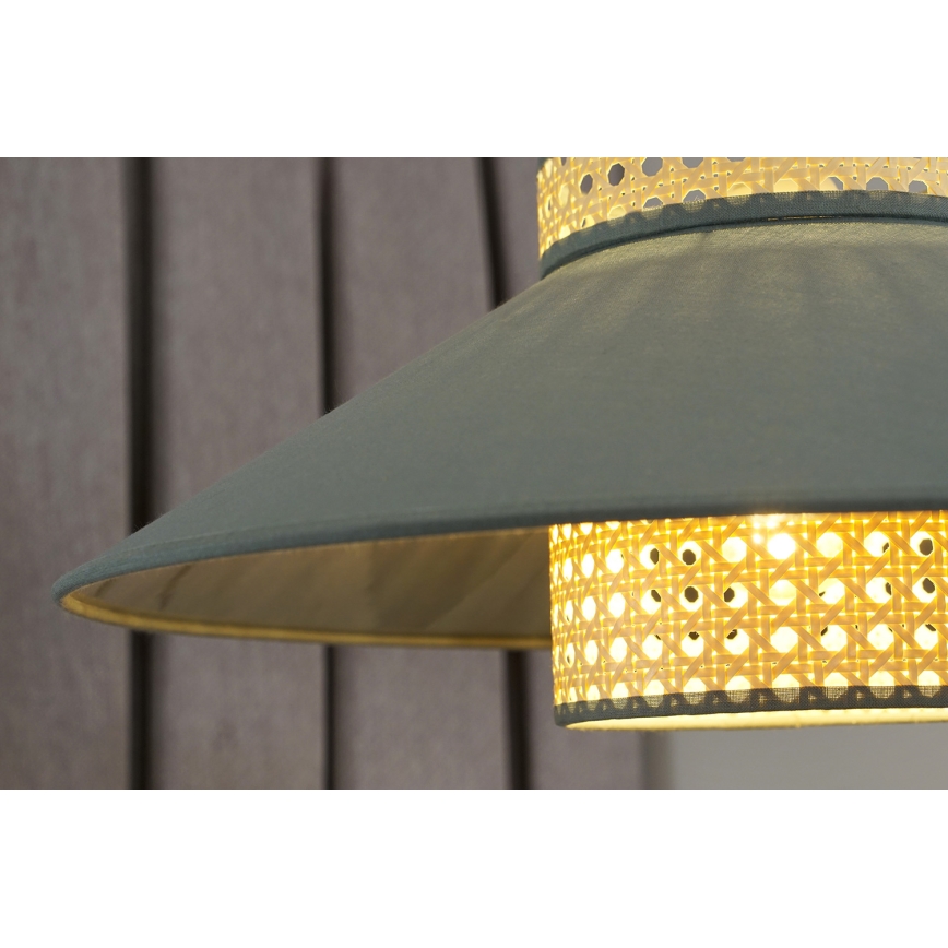 Duolla - Luster na sajli RIO RATTAN 1xE27/15W/230V prečnik 45 cm zelena/ratan
