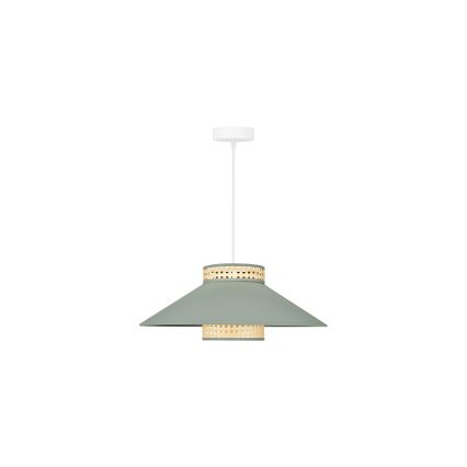 Duolla - Luster na sajli RIO RATTAN 1xE27/15W/230V prečnik 45 cm zelena/ratan
