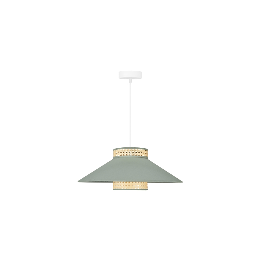 Duolla - Luster na sajli RIO RATTAN 1xE27/15W/230V prečnik 45 cm zelena/ratan