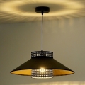 Duolla - Luster na sajli RIO RATTAN 1xE27/15W/230V Ø 45 cm crna/zlatna