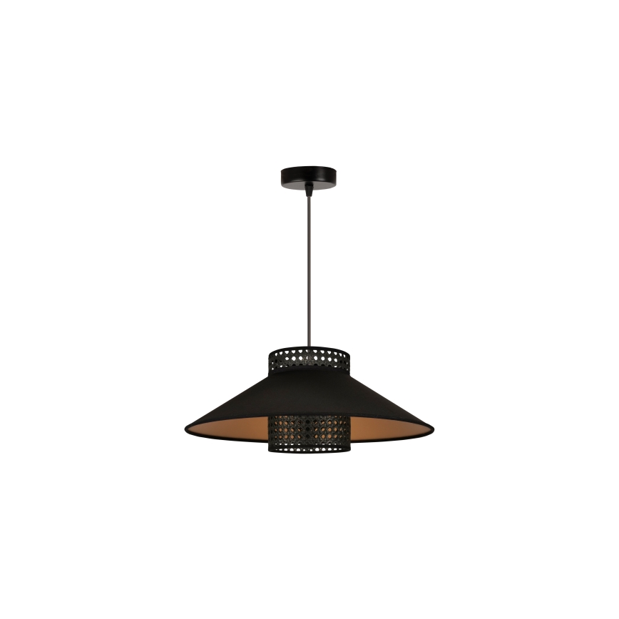 Duolla - Luster na sajli RIO RATTAN 1xE27/15W/230V Ø 45 cm crna/zlatna