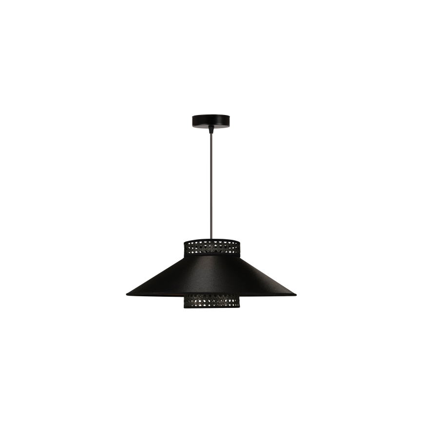 Duolla - Luster na sajli RIO RATTAN 1xE27/15W/230V Ø 45 cm crna/zlatna