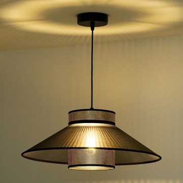 Duolla - Luster na sajli RIO SHINY 1xE27/15W/230V, prečnik 45 cm, crna/bakrena