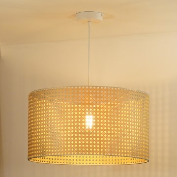 Duolla - Luster na sajli ROLLER RATTAN 1xE27/15W/230V, prečnik 45 cm, bež