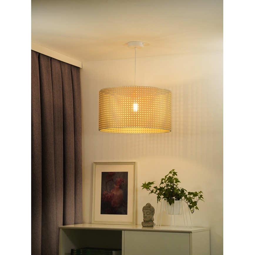 Duolla - Luster na sajli ROLLER RATTAN 1xE27/15W/230V, prečnik 45 cm, bež