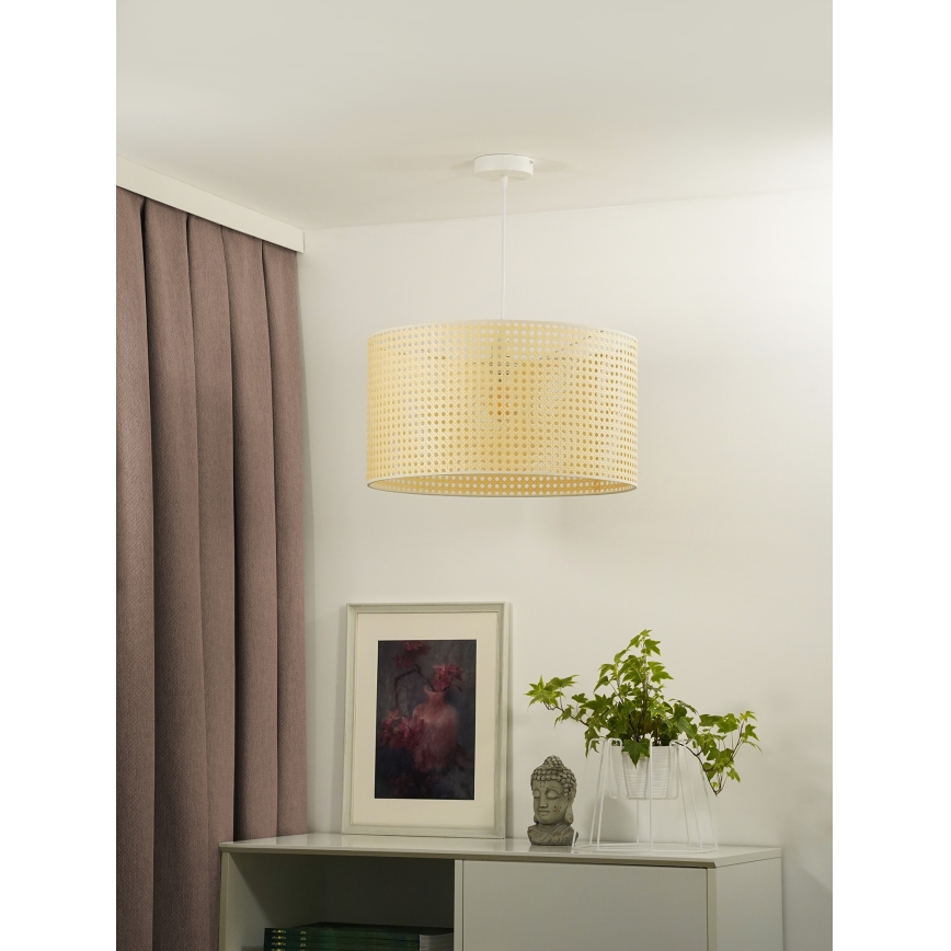 Duolla - Luster na sajli ROLLER RATTAN 1xE27/15W/230V, prečnik 45 cm, bež