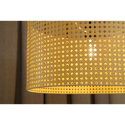 Duolla - Luster na sajli ROLLER RATTAN 1xE27/15W/230V, prečnik 45 cm, bež