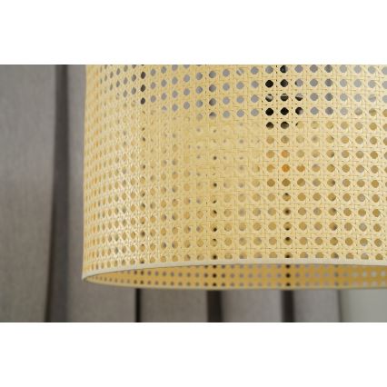 Duolla - Luster na sajli ROLLER RATTAN 1xE27/15W/230V, prečnik 45 cm, bež