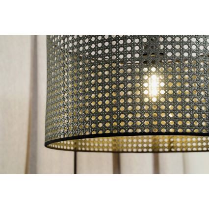 Duolla - Luster na sajli ROLLER RATTAN 1xE27/15W/230V prečnik 45 cm, crn