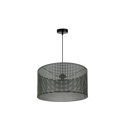 Duolla - Luster na sajli ROLLER RATTAN 1xE27/15W/230V prečnik 45 cm, crn