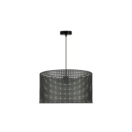 Duolla - Luster na sajli ROLLER RATTAN 1xE27/15W/230V prečnik 45 cm, crn