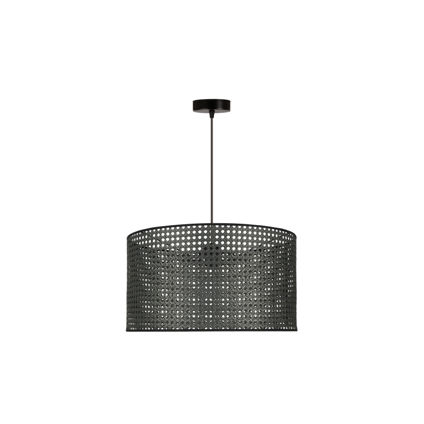Duolla - Luster na sajli ROLLER RATTAN 1xE27/15W/230V prečnik 45 cm, crn