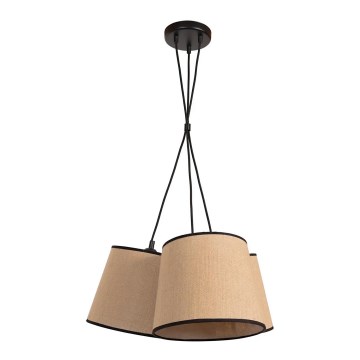 Duolla - Luster na sajli ROSSA 3xE27/15W/230V, prečnik 45 cm, braon/crna