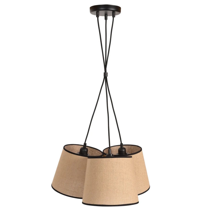Duolla - Luster na sajli ROSSA 3xE27/15W/230V, prečnik 45 cm, braon/crna