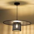 Duolla - Luster na sajli TOKYO RATTAN 1xE27/15W/230V, prečnik 50 cm, crna/srebrna