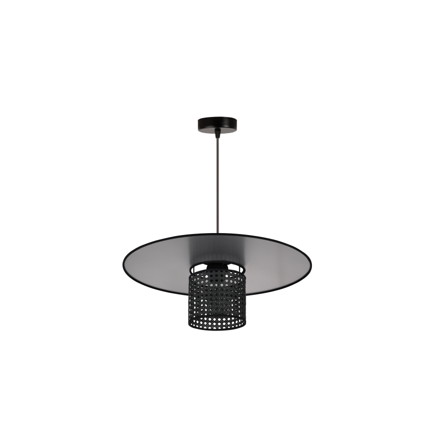 Duolla - Luster na sajli TOKYO RATTAN 1xE27/15W/230V, prečnik 50 cm, crna/srebrna