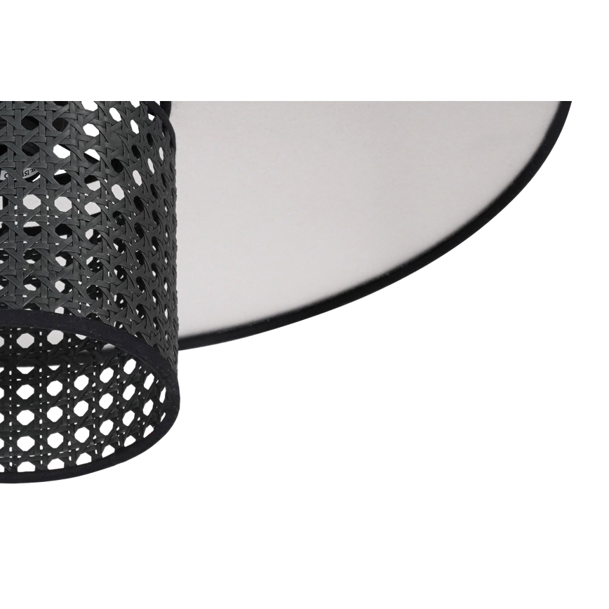 Duolla - Luster na sajli TOKYO RATTAN 1xE27/15W/230V, prečnik 50 cm, crna/srebrna